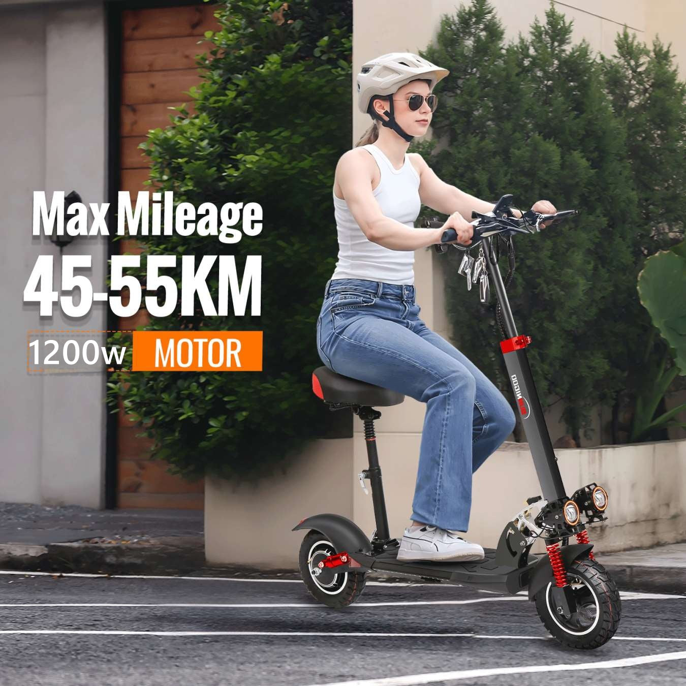 1200W Electric Scooter for Adults,48V21AH,37 Mile Max Range,34MPH Top Speed,11" Off-Road Tires