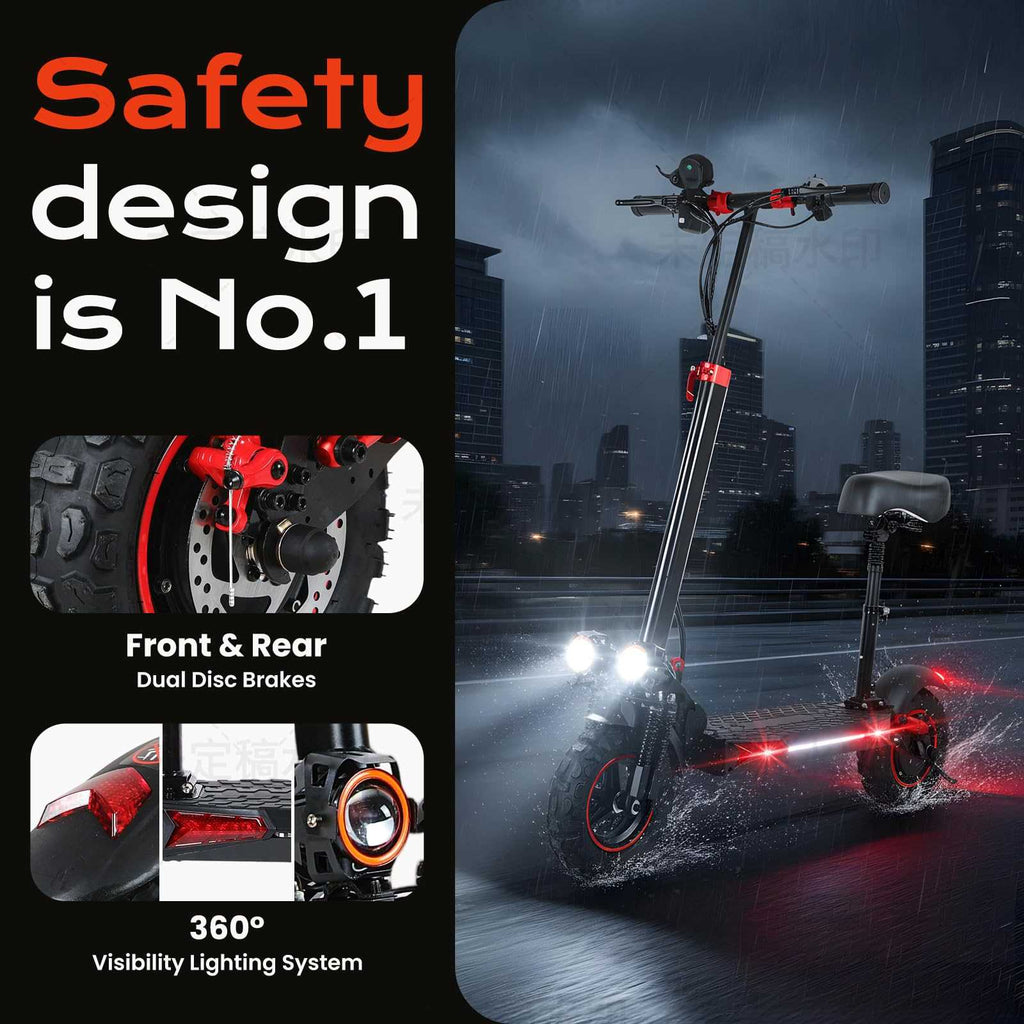 1200W Electric Scooter for Adults,48V21AH,37 Mile Max Range,34MPH Top Speed,11" Off-Road Tires