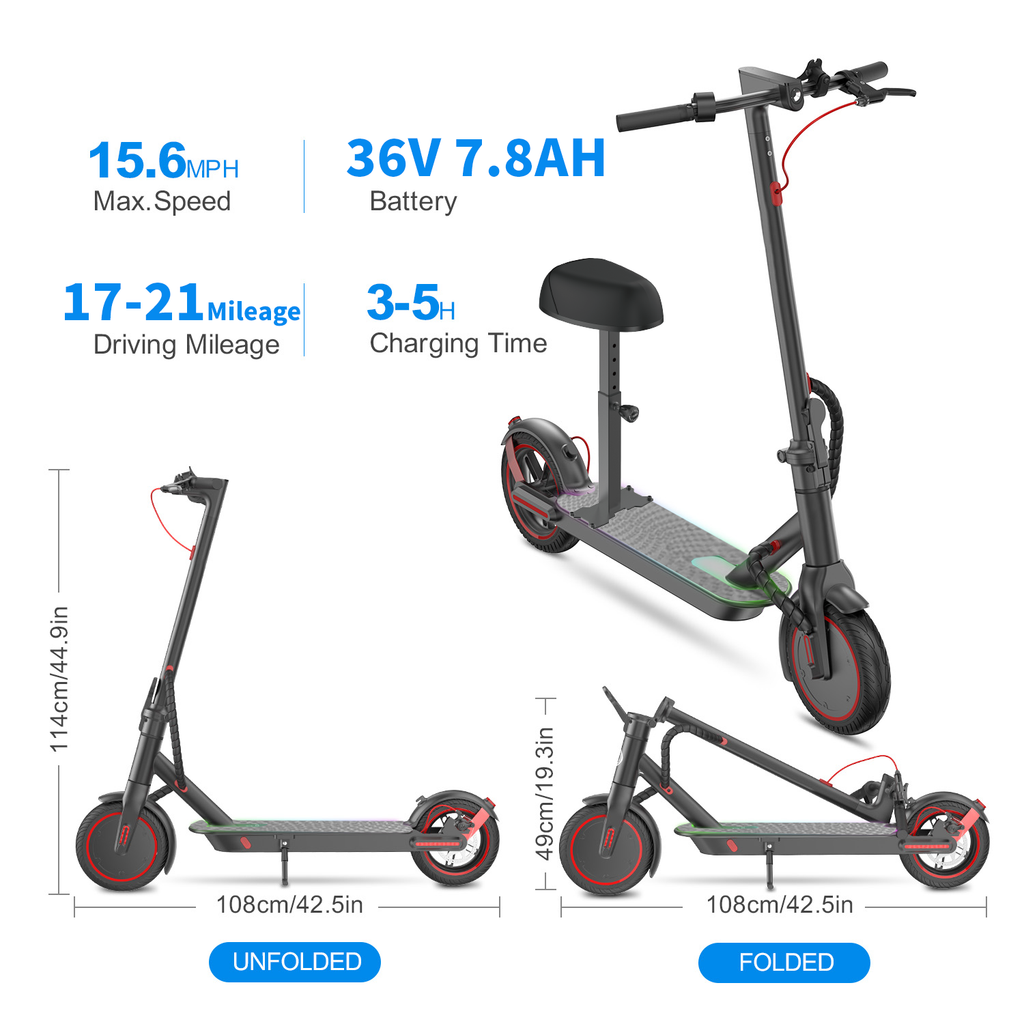 Electric Scooter for Adult,Free skateboard seat included